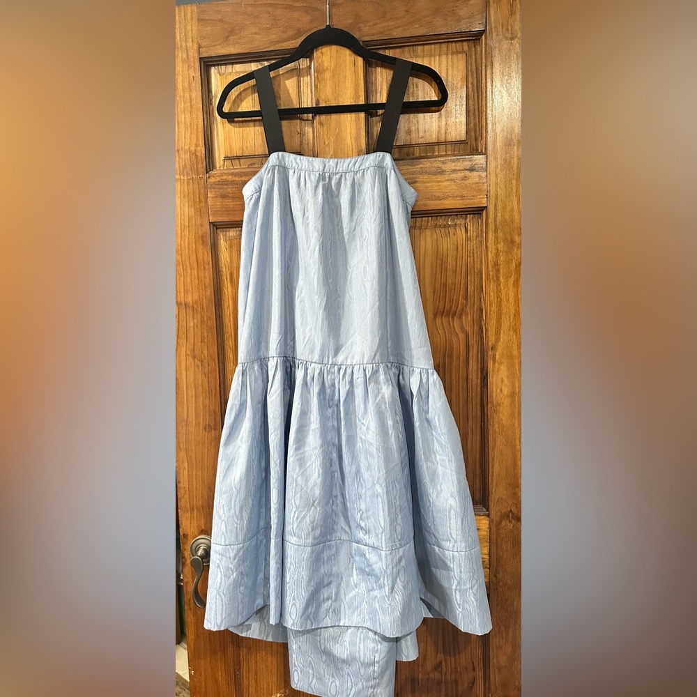 Adam Lippes Blue Bubble Midi Skirt with Tiered Design